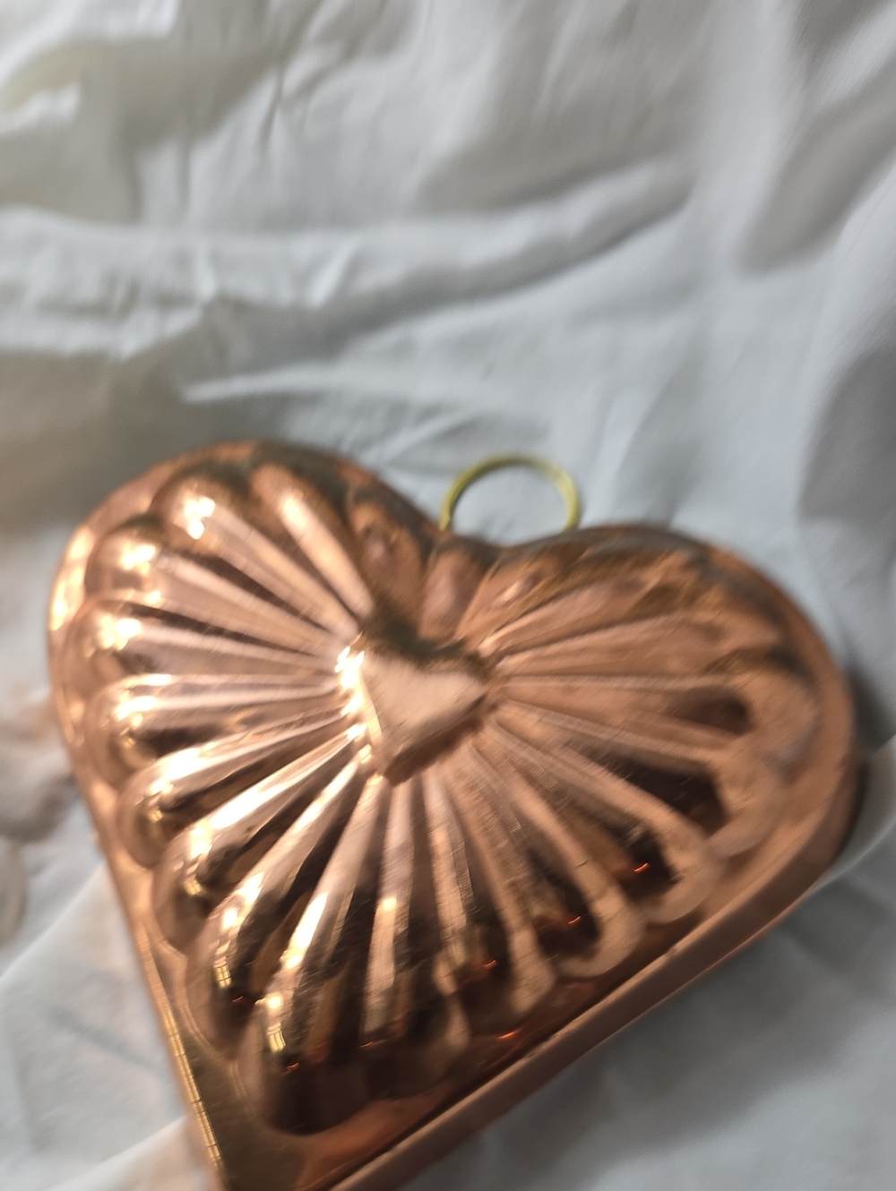Vintage 60s MCM Heart-Shaped Copper Jello Decor Mold Farmhouse Wall Art Korea